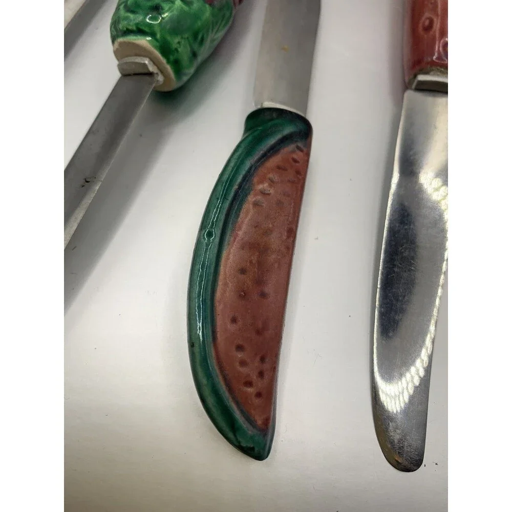 Vintage Fruit Handle Butter Spreaders Set, Strawberry, Pineapple, Grapes